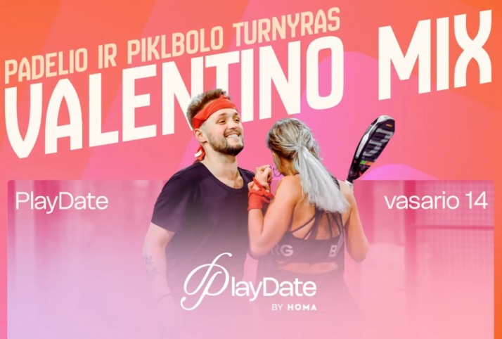 PlayDate Valentino MIX padelio ir piklbolo turnyras 2026